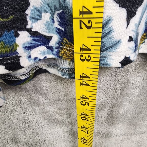 Women's LuLaRoe Long Open Cardigan Blue White Floral Pockets Size L - Picture 11 of 12